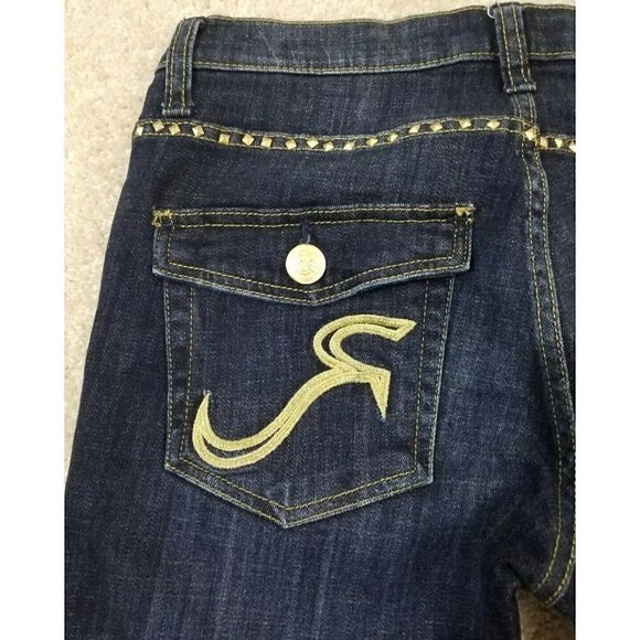 Rock Republic ~Women's Size 6M~Blu Denim Boot Cut "Kasandra" Jeans w/Gold Stud. - Picture 9 of 12